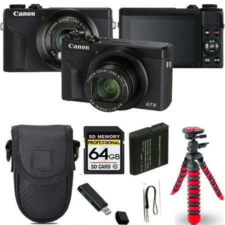 Canon PowerShot G7 X Mark III Digital Camera (Black)+ Spider Tripod + Case - 64GB Kit (International Version) | Walmart (US)