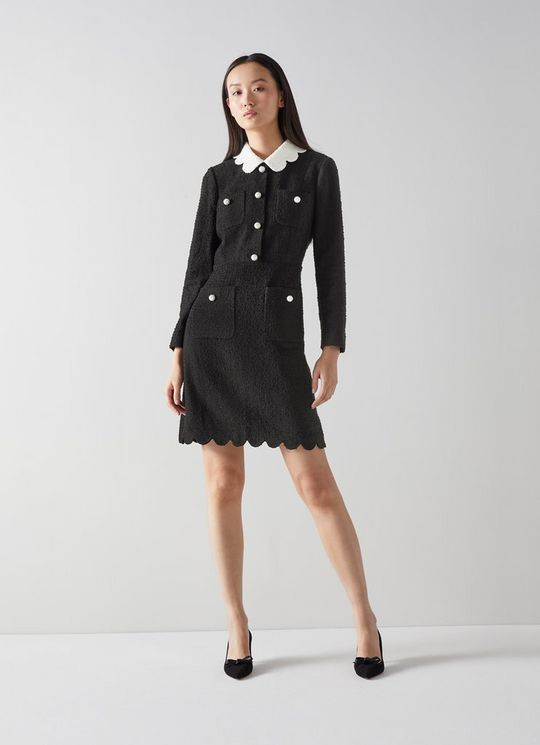 Venice Black Tweed Scallop Edge Dress | L.K. Bennett (UK)