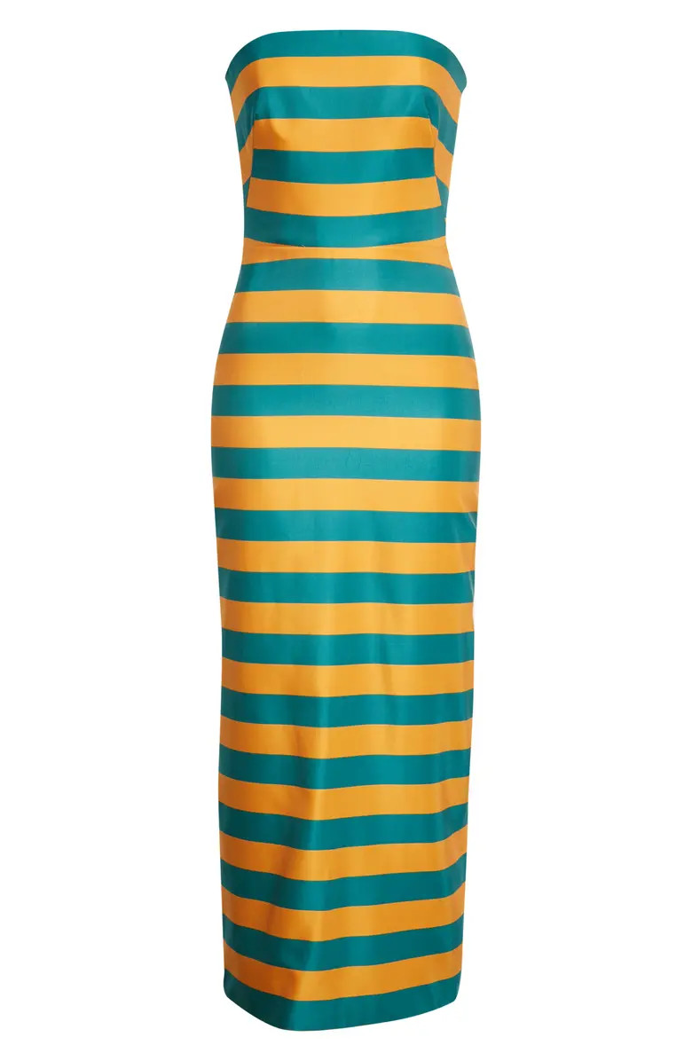 Brandon Maxwell The Kady Stripe Strapless Silk & Wool Cocktail Dress | Nordstrom | Nordstrom