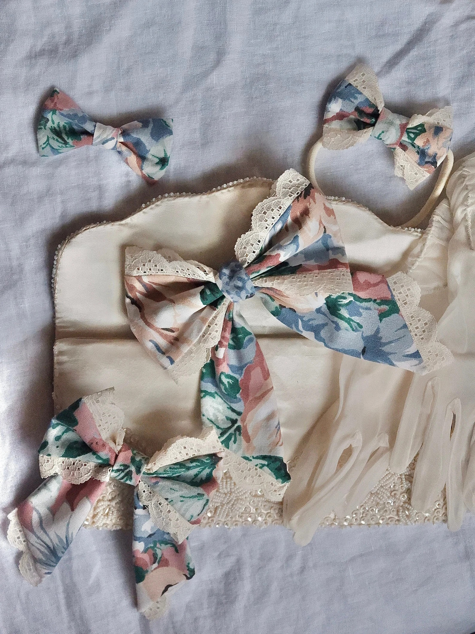 The Madeline: Floral and Lace Hair Bows and Bow Tie, Mommy and Me - Etsy | Etsy (US)