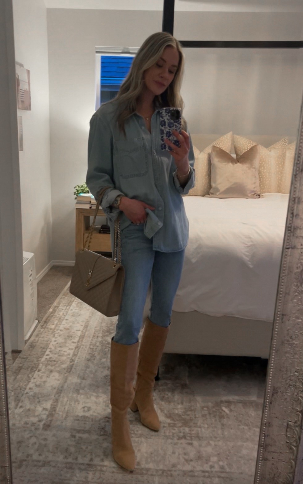 Denim on denim look for our family valentines dinner out 🩷 date night outfit, western outfit, denim shirt

#LTKOver40 #LTKmomlife #LTKootd