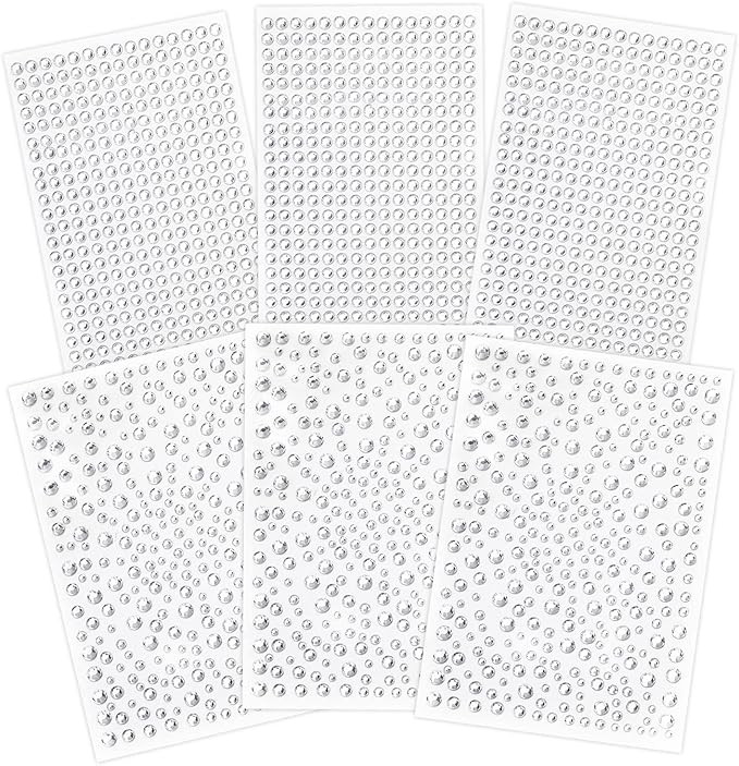 Clear Rhinestones Stickers, 2100pcs Self Adhesive Rhinestones for Face, Bling Jewel Stickers, Cry... | Amazon (US)