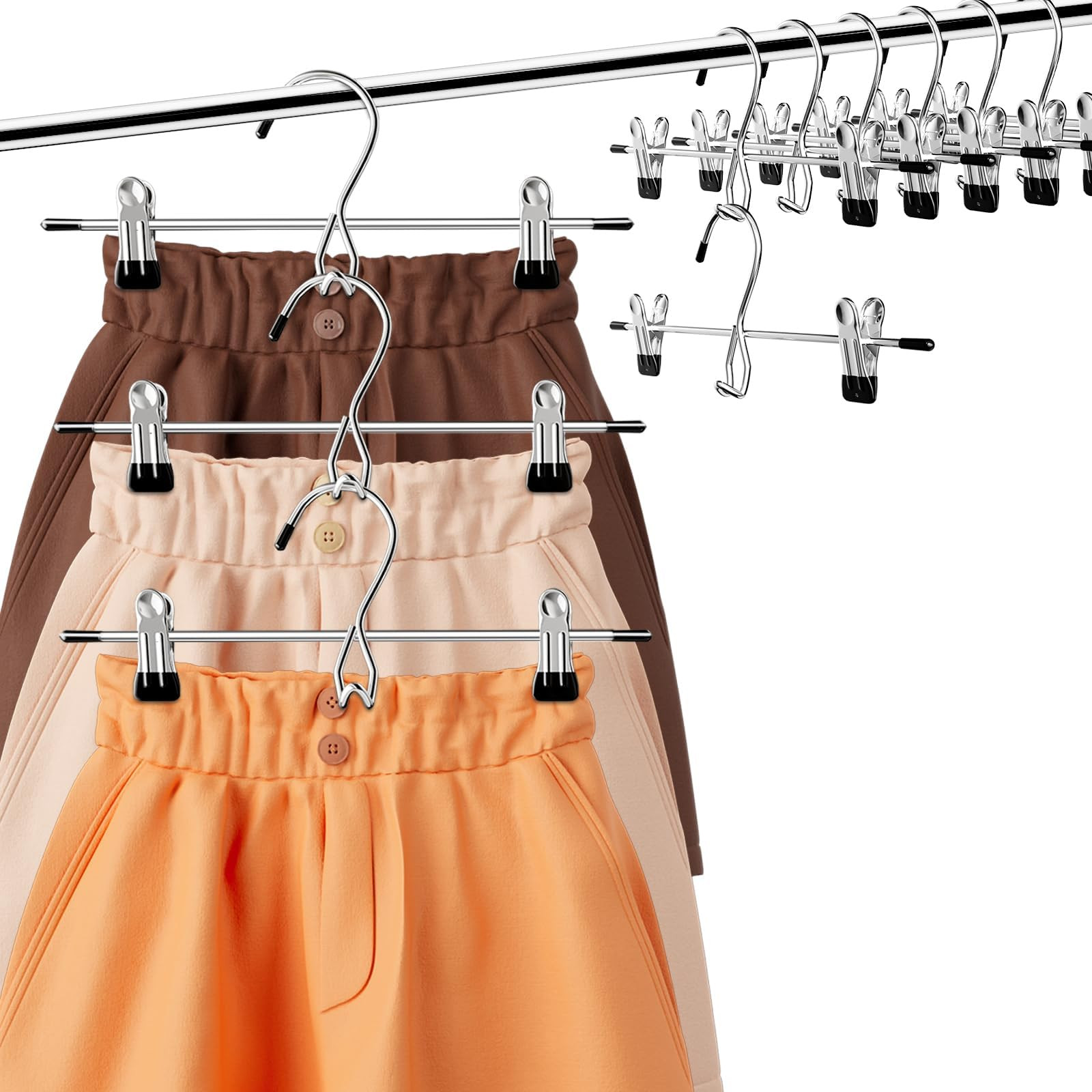 Hangers,Pants Hangers Space Saving Hangers with Clips,Stackable Skirt Hangers,Hanging Closet Orga... | Amazon (US)