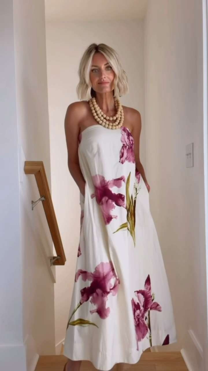 I love this floral strapless dress - the large floral accents and column silhouette is so feminine and timeless! I love a good maxi, and this one is so good for year after year wear! Wearing S

Loverly grey, anthropologie, maxi dress for women, what to wear beach bachelorette, bride outfit ideas, floral accent strapless dress, summer outfit ideas, vacation resort wear women style 

 #LTKootd #LTKSeasonal #LTKTravel