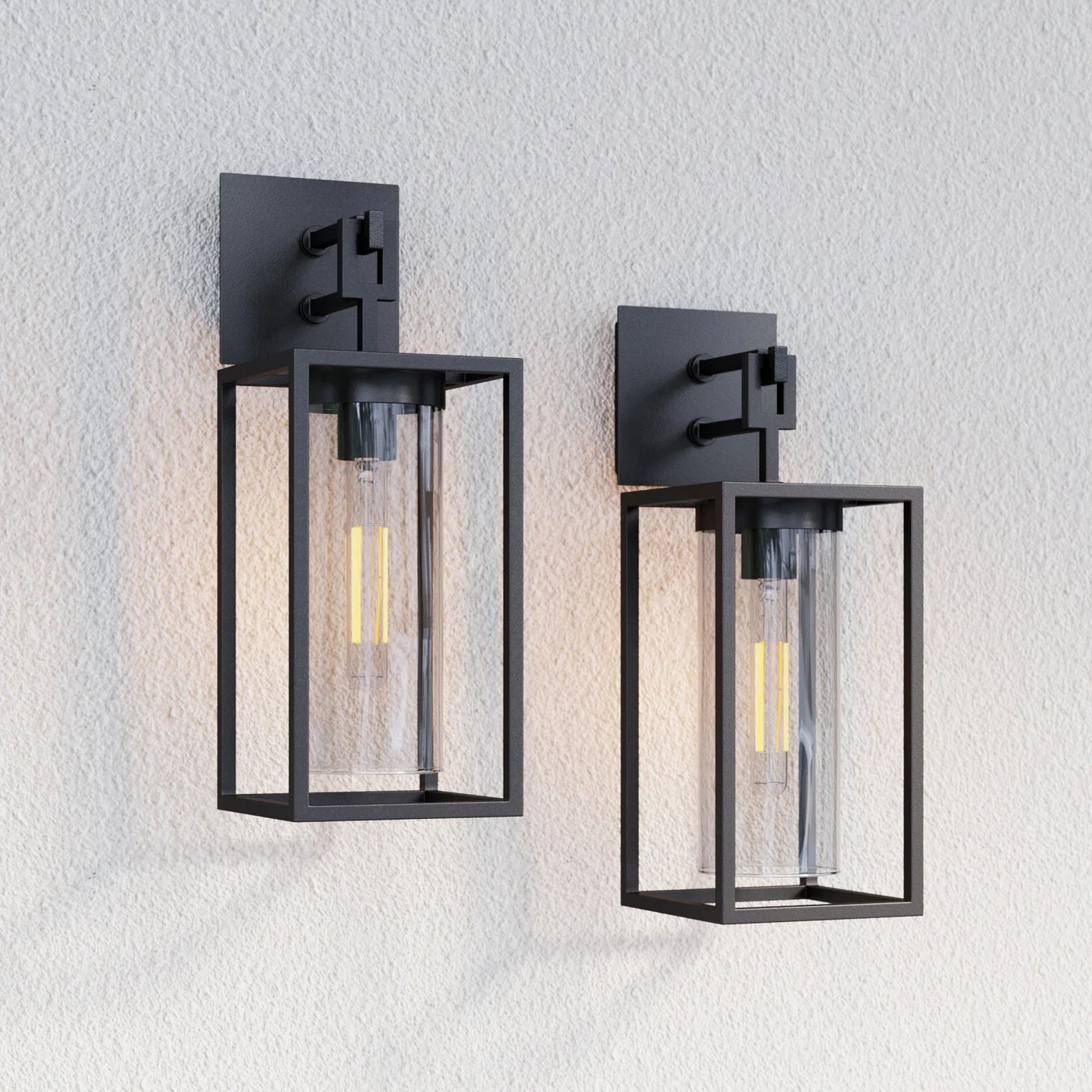 Metal & Glass Outdoor Wall Lights (Set of 2) | Nathan James