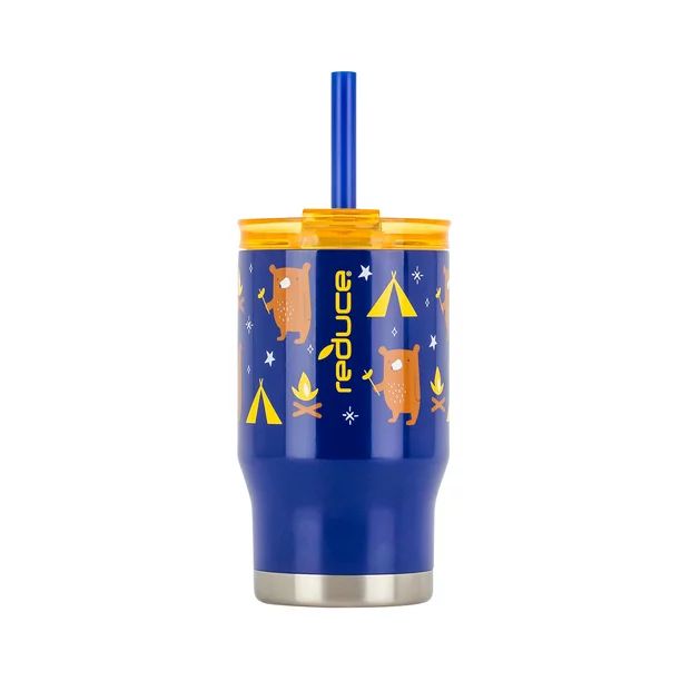 Reduce Coldee 14oz Stainless Steel Kids Tumbler with 3-in-1 Straw Lid, Camping Bears Print | Walmart (US)