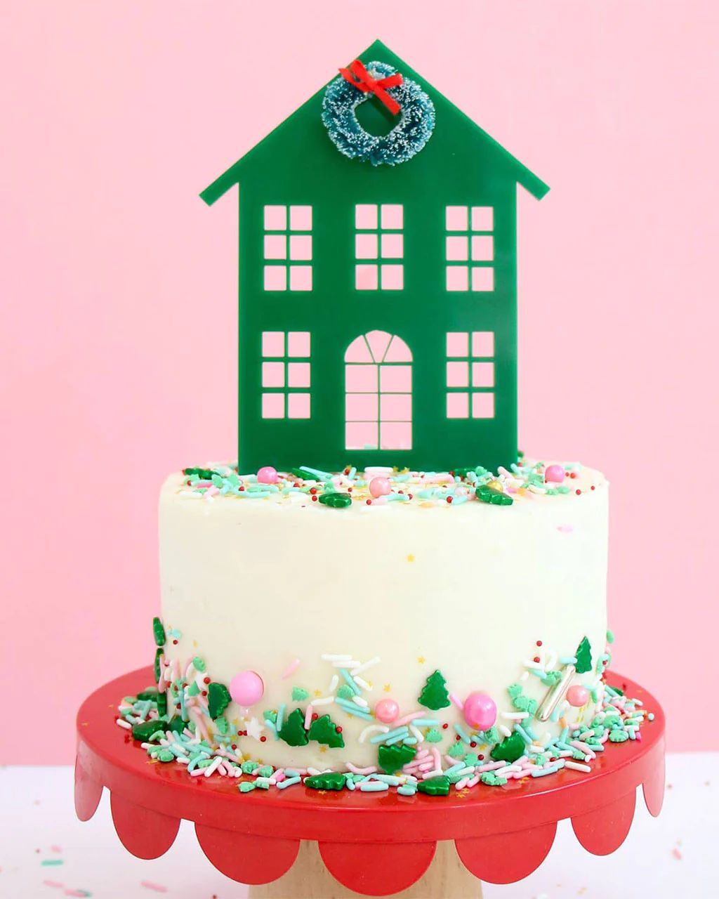 Dark Green Holiday House Cake Topper | ban.do