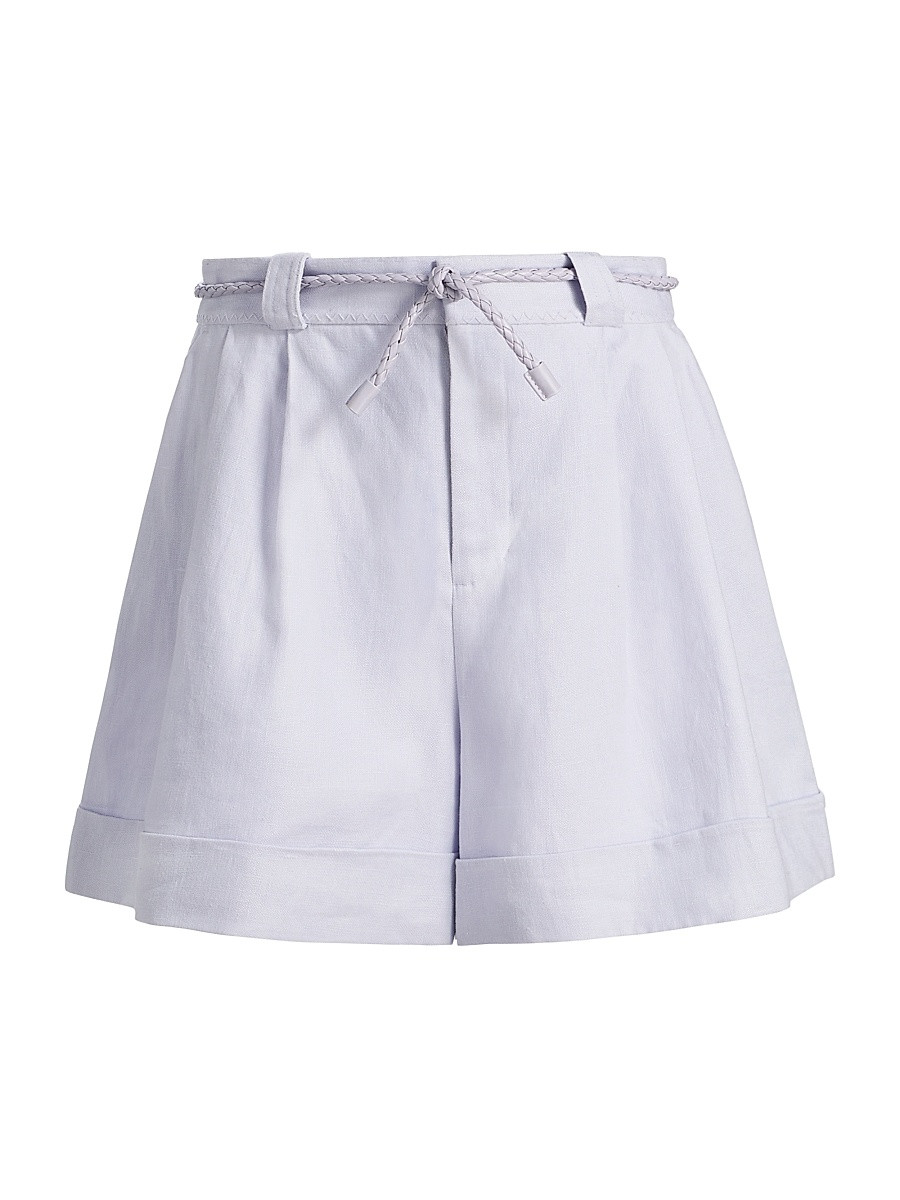 Women's Luna Linen High-Rise Shorts - Lilac - Size 6 | Saks Fifth Avenue