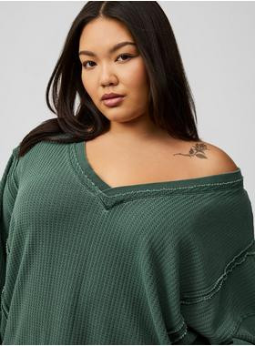 Waffle Relaxed Fit Drop Shoulder Sweatshirt | Torrid (US & Canada)