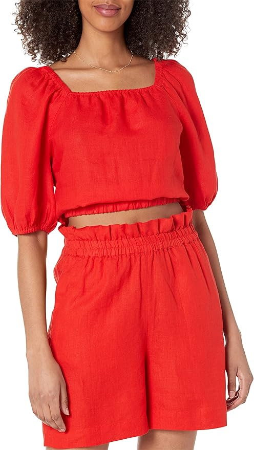 The Drop Women's Evelyn Cropped Square-Neck Bubble Top | Amazon (US)