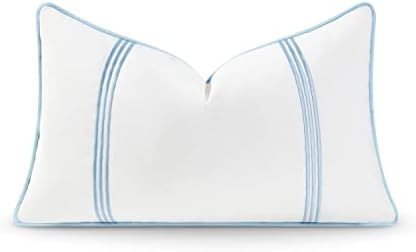 Hofdeco Premium Coastal Hampton Style Patio Indoor Outdoor Lumbar Pillow Cover Only, 12"x20" Wate... | Amazon (US)