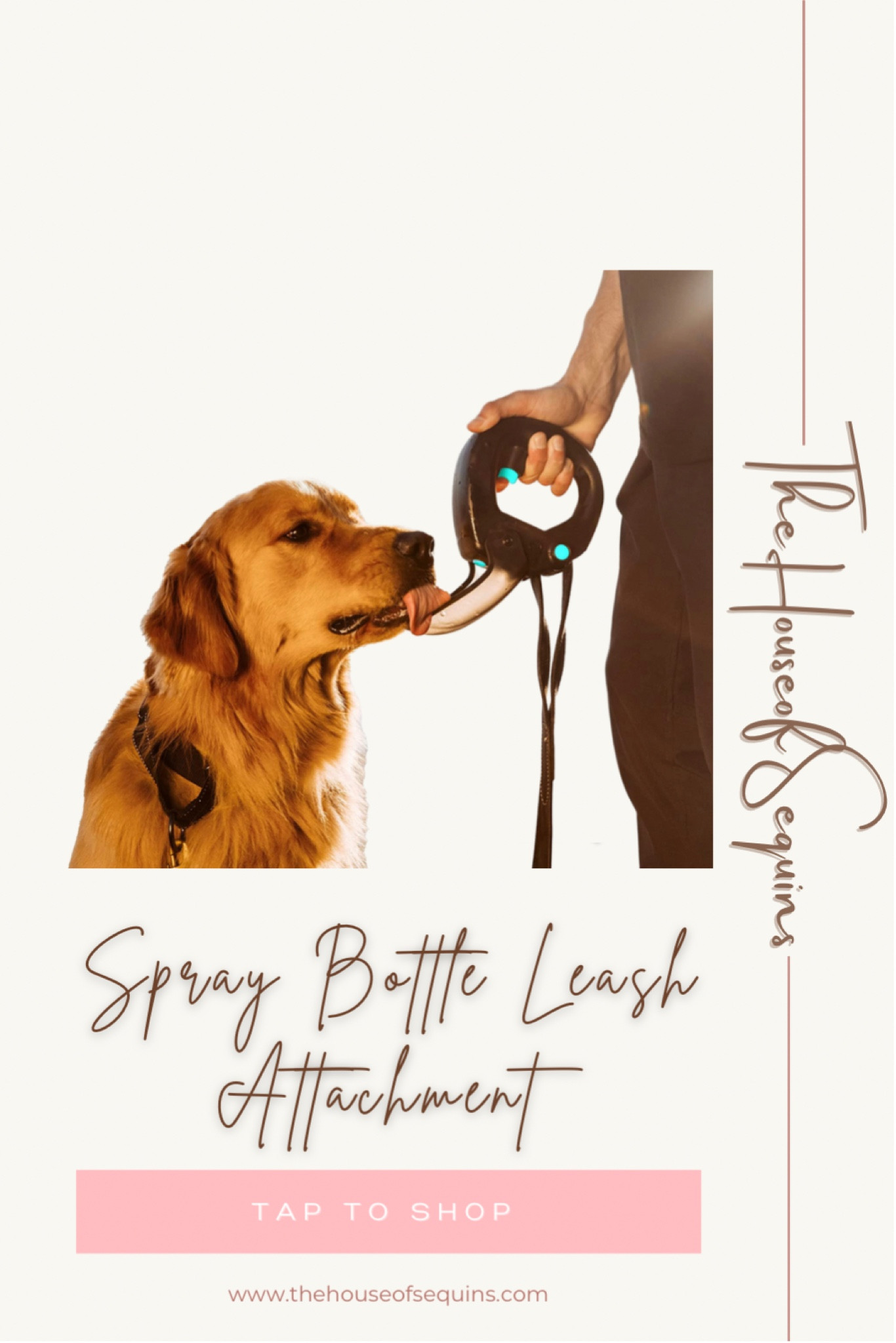 Spray bottle dog leash attachment.  Amazon finds, Walmart finds. #thehouseofsequins #houseofsequins #tiktok #reels #lifehacks #homehacks #dogs #pets #dogfinds 