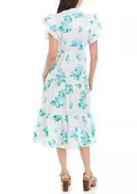 Crown & Ivy™ Women's Ruffle Sleeve Midi Dress | Belk