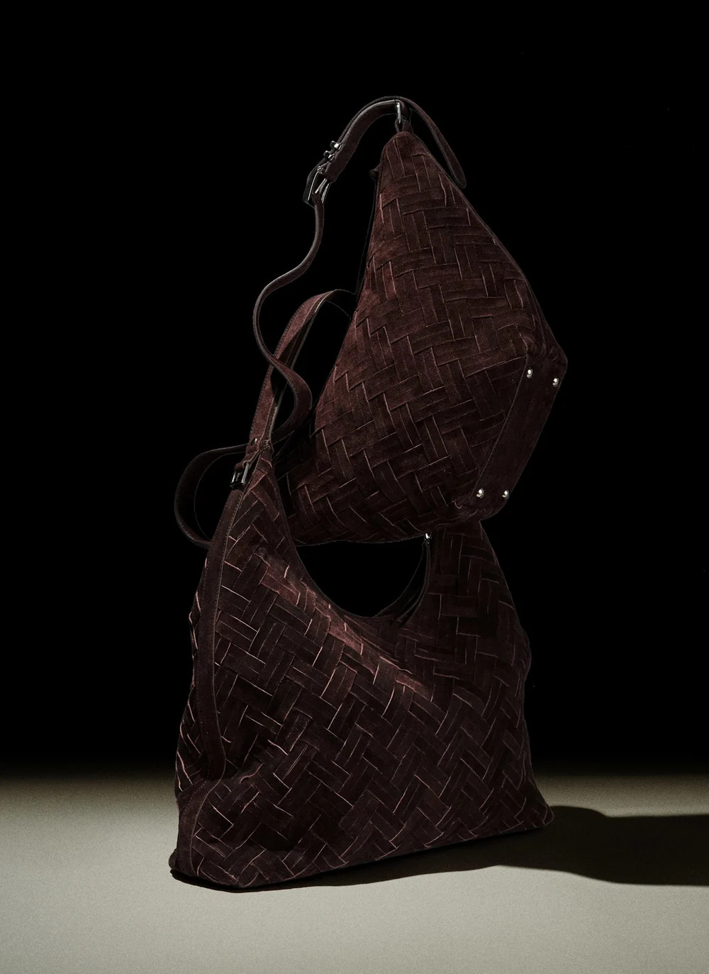 Stevie Brown Suede Woven Sling Bag | Mint Velvet