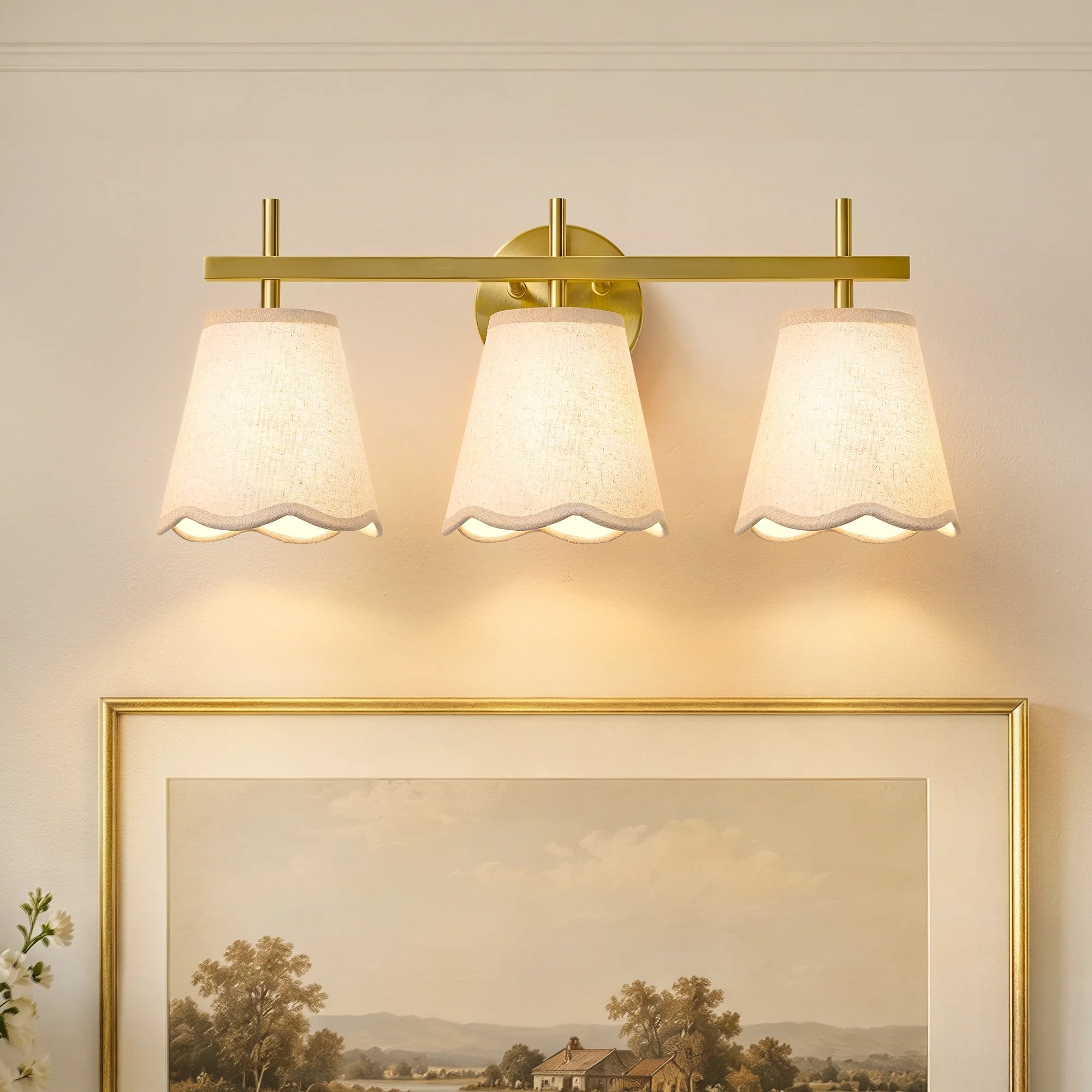 Modern Linen Shade Bathroom Vanity Light, 2/3/4-light Dimmable Wall Sconce Fixture For Bathroom Mirror, Bedroom & Hallway | Wayfair North America