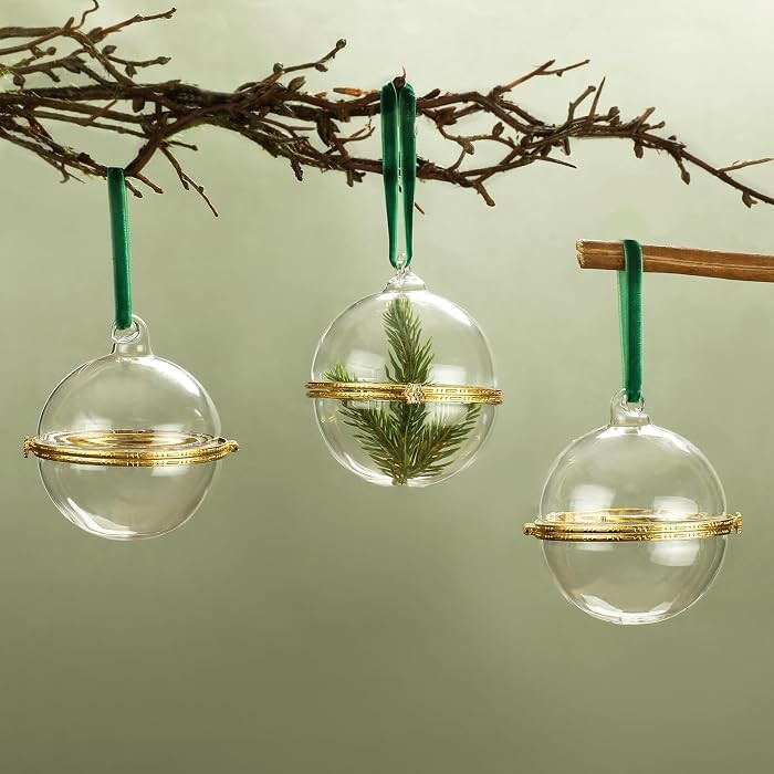 Gemscream 6 Pcs Hinged Glass Tree Ornament Clear Fillable Ornament | Amazon (US)