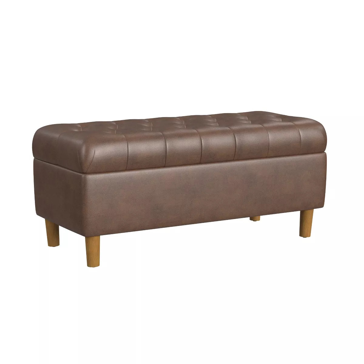 Button Tufted Storage Bench with Cone Wood Legs - HomePop | Target