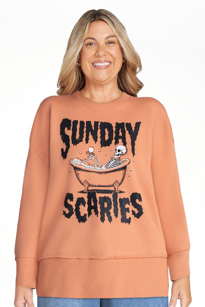 Women's Halloween Sunday Scaries Graphic Fleece from Way to Celebrate, Sizes S-4X | Walmart (US)