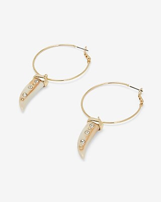 Rhinestone Horn Hoop Earrings | Express