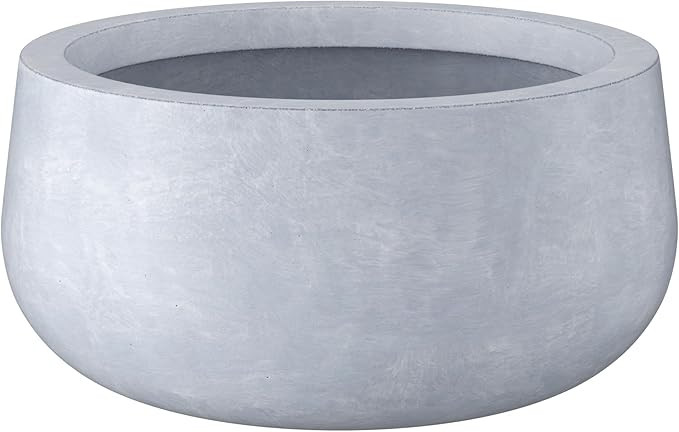 Kante 19.6" Dia Round Concrete Planter, Outdoor Indoor Garden Plant Pots with Drainage Hole and R... | Amazon (US)