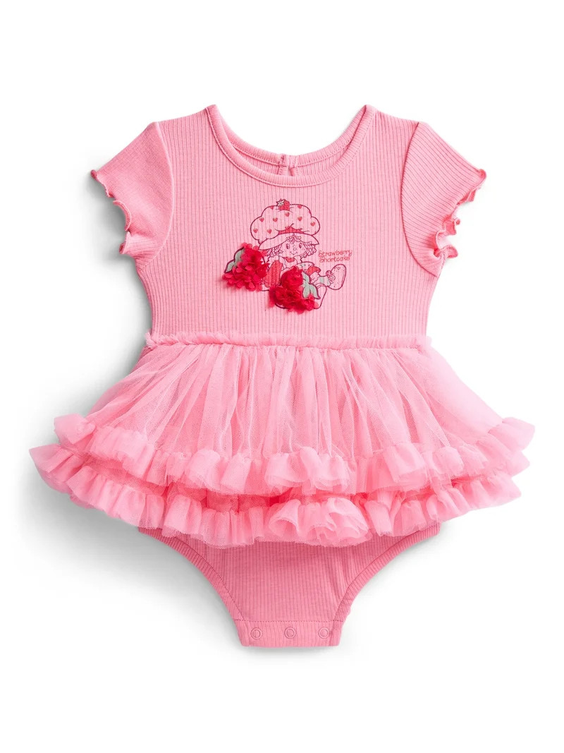 Strawberry Shortcake Baby Girls Graphic Tutu Dress Bodysuit with Short Sleeves, Sizes 0/3M-6/9M | Walmart (US)