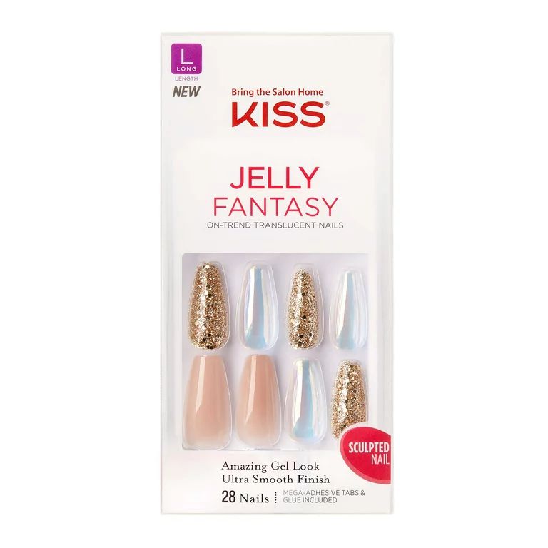 KISS Jelly Fantasy On-Trend Translucent Nails, Jelly Rolls, Long, Coffin | Walmart (US)