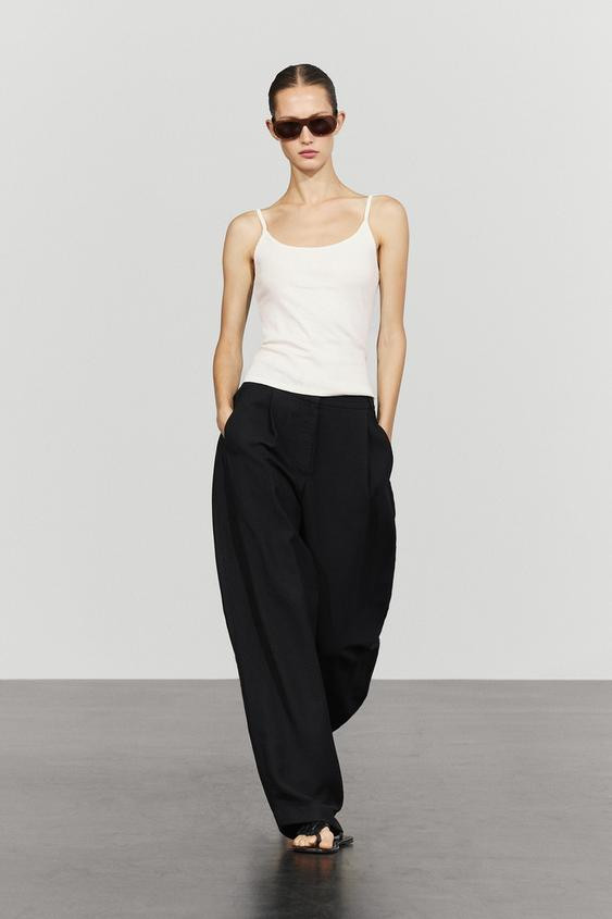 Cotton blend strappy top | Zara Canada