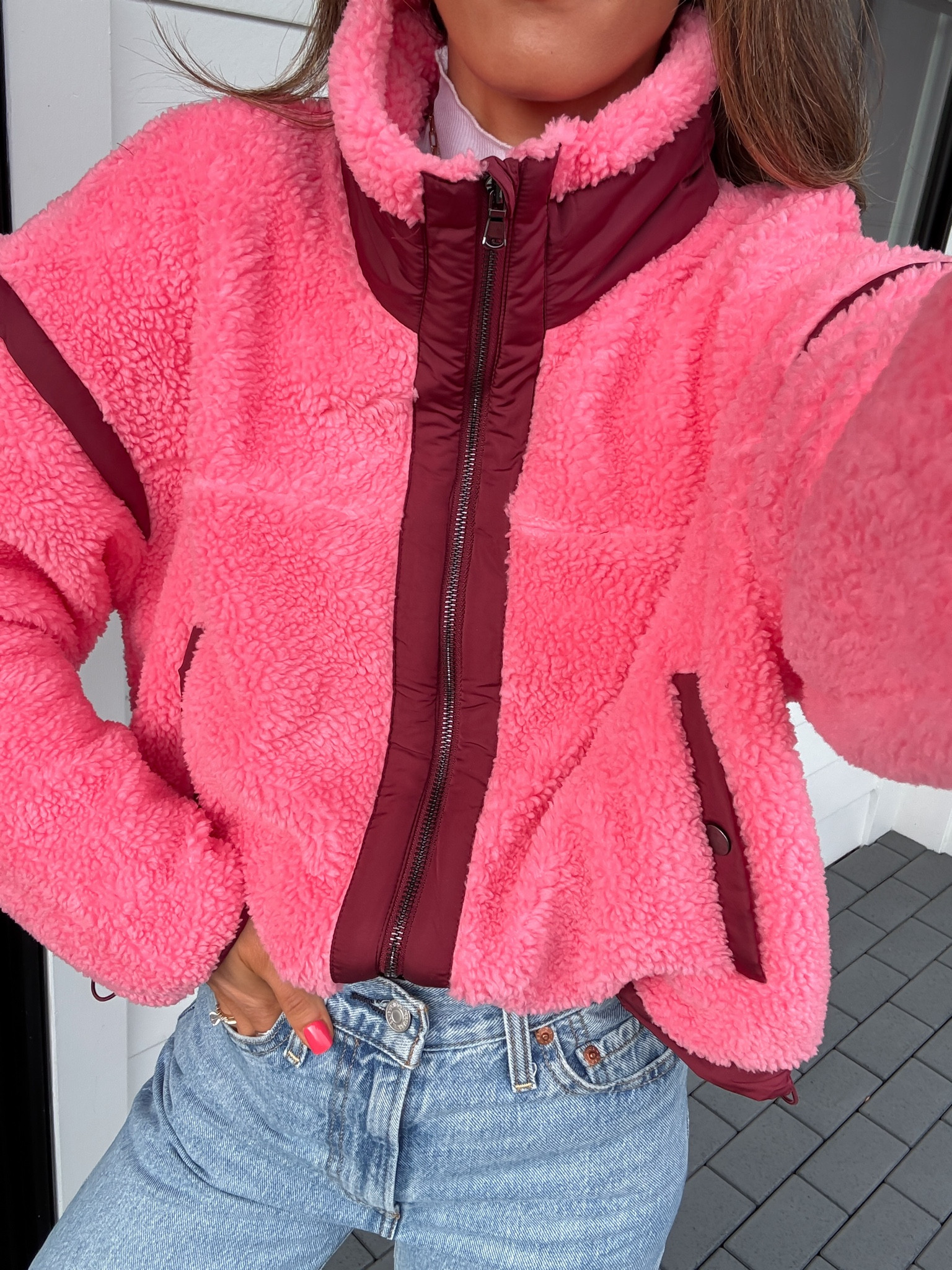 Wearing a size small Sherpa jacket  

#LTKSeasonal #LTKSaleAlert #LTKFindsUnder50