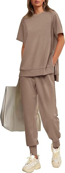 PRETTYGARDEN Women's Summer 2 Piece Outfit Tracksuits Casual Short Sleeve Tops High Waisted Sweat... | Amazon (CA)