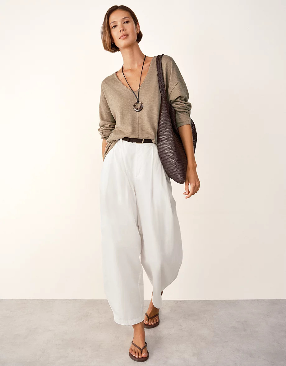 Linen Cotton Deep V-Neck Jumper | Jumpers & Cardigans | The  White ... | The White Company UK & ROW