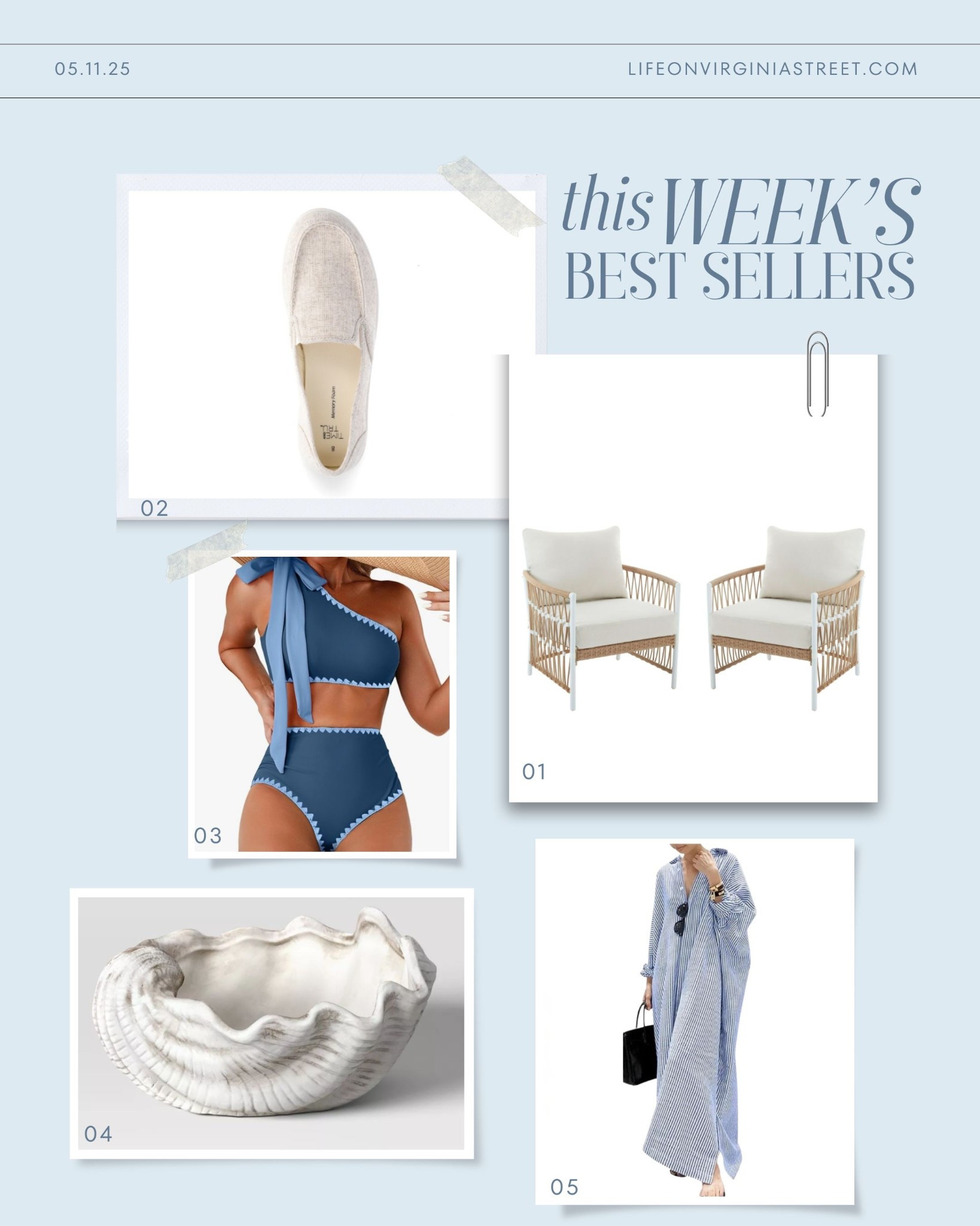 Last week’s bestsellers included our designer look for less outdoor chairs, the comfiest sneaker loafers, a chic and affordable bikini, my seashell planters and a breezy striped swimsuit coverup! #ltkhome #ltksalealert #ltkseasonal #ltkfindsunder50 #ltkfindsunder100 #ltkstyletip #ltkswim #ltktravel

#LTKHome #LTKFindsUnder100 #LTKFindsUnder50