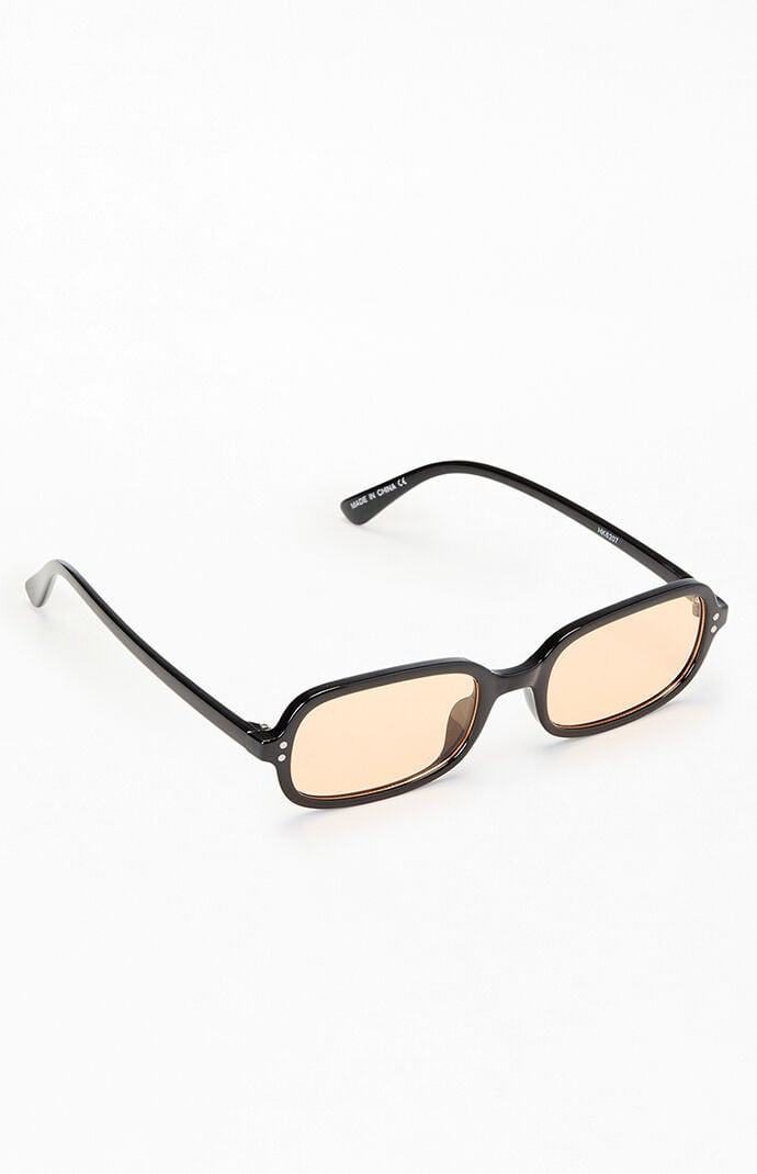 Black Rectangle Sunglasses in Black/Orange | PacSun