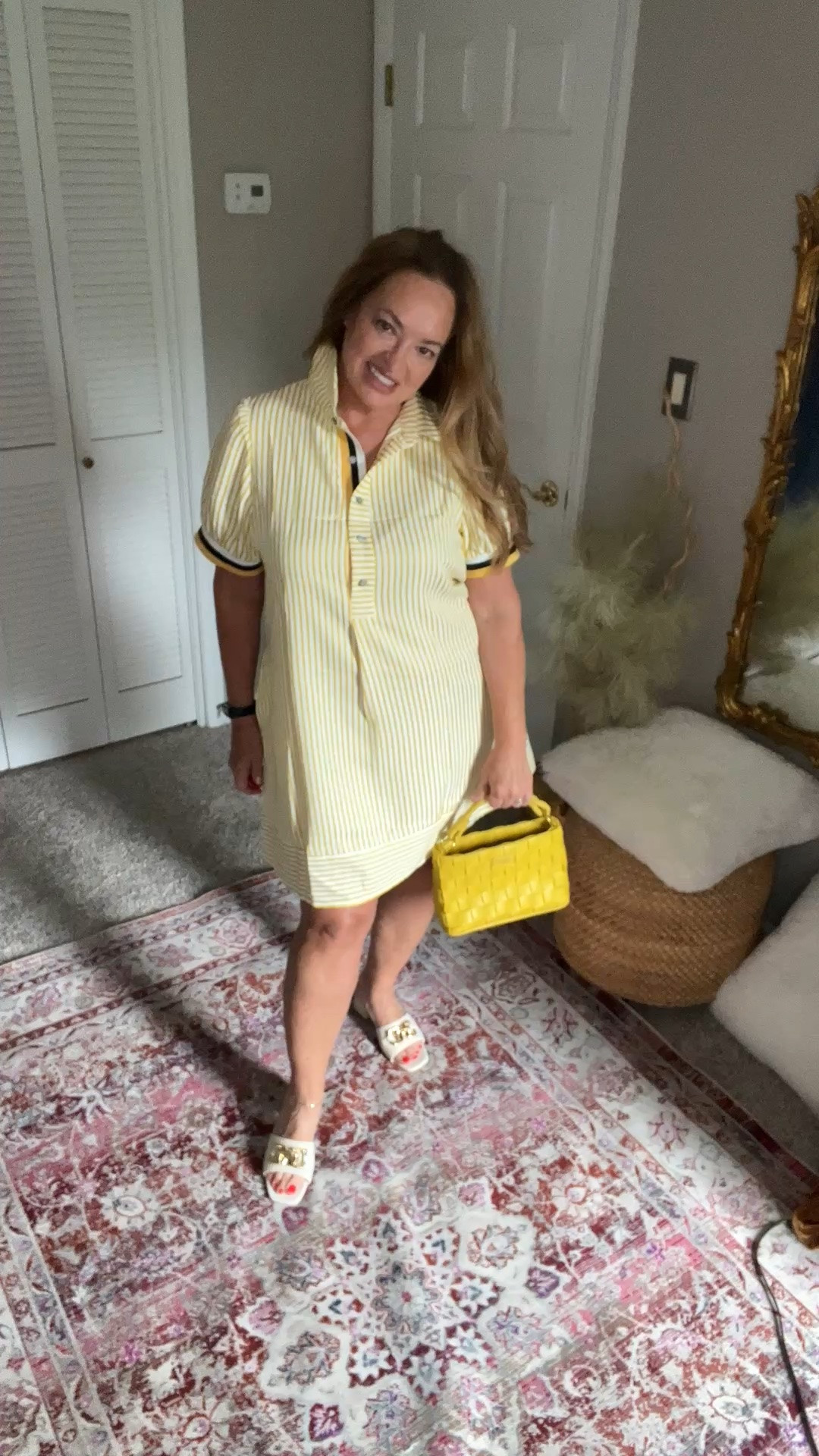 Stripes with contrast trim at sleeves and collar. The perfect versatile Summer dress! Travel and work approved

#LTKOver40 #LTKSeasonal #LTKmorningroutine