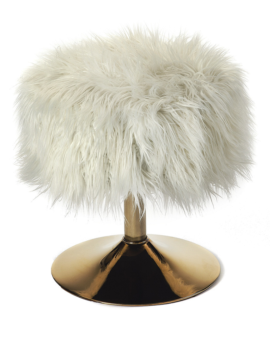 Butler Nona White Faux Fur Stool | Gilt