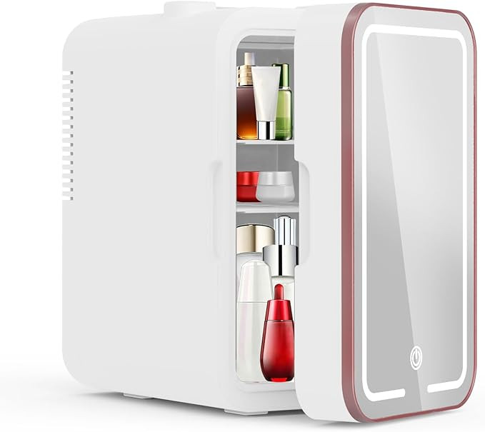 YLFU Mini Fridge for Bedroom, 6L Skincare Fridge with LED Mirror for Dorm & Office, Portable Cool... | Amazon (US)