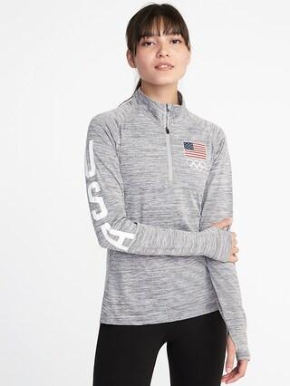Old Navy Womens Semi-Fitted Team UsaÂ® 1/4-Zip Performance Pullover For Women Heather Gray Size L | Old Navy US