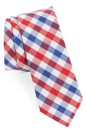 Men's 1901 Check Cotton Tie, Size Regular - Red | Nordstrom