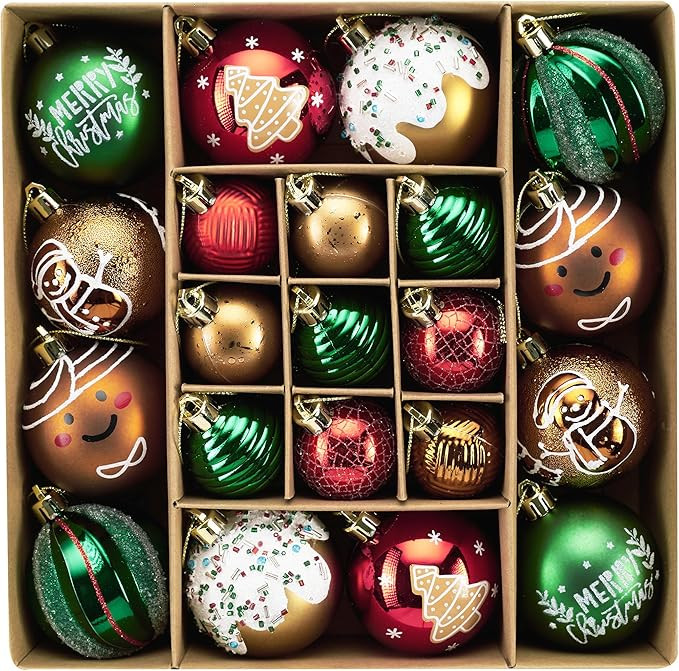 DecorbyHannah Christmas Ornaments Decorations,21ct Red Green Gold Christmas Tree Ornaments Set, S... | Amazon (US)
