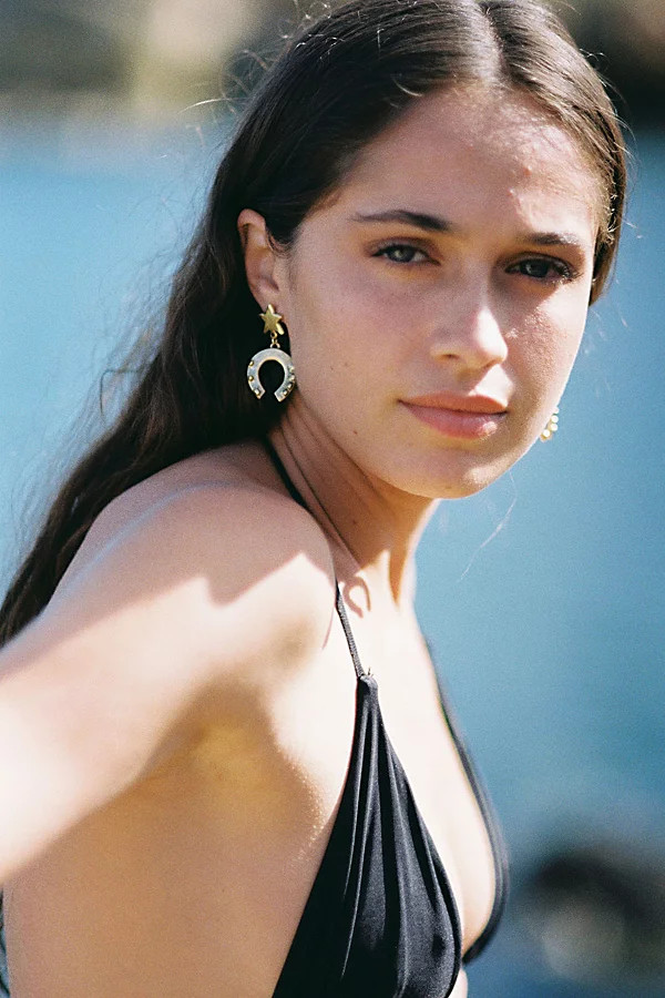 SC Collection Lucky Earrings in Gold, Women's at Urban Outfitters | Urban Outfitters (US and RoW)