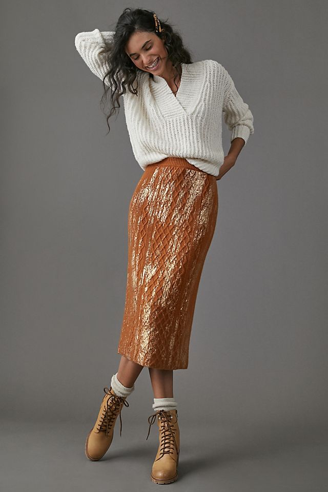 Rue Shimmer Sweater Midi Skirt | Anthropologie (US)