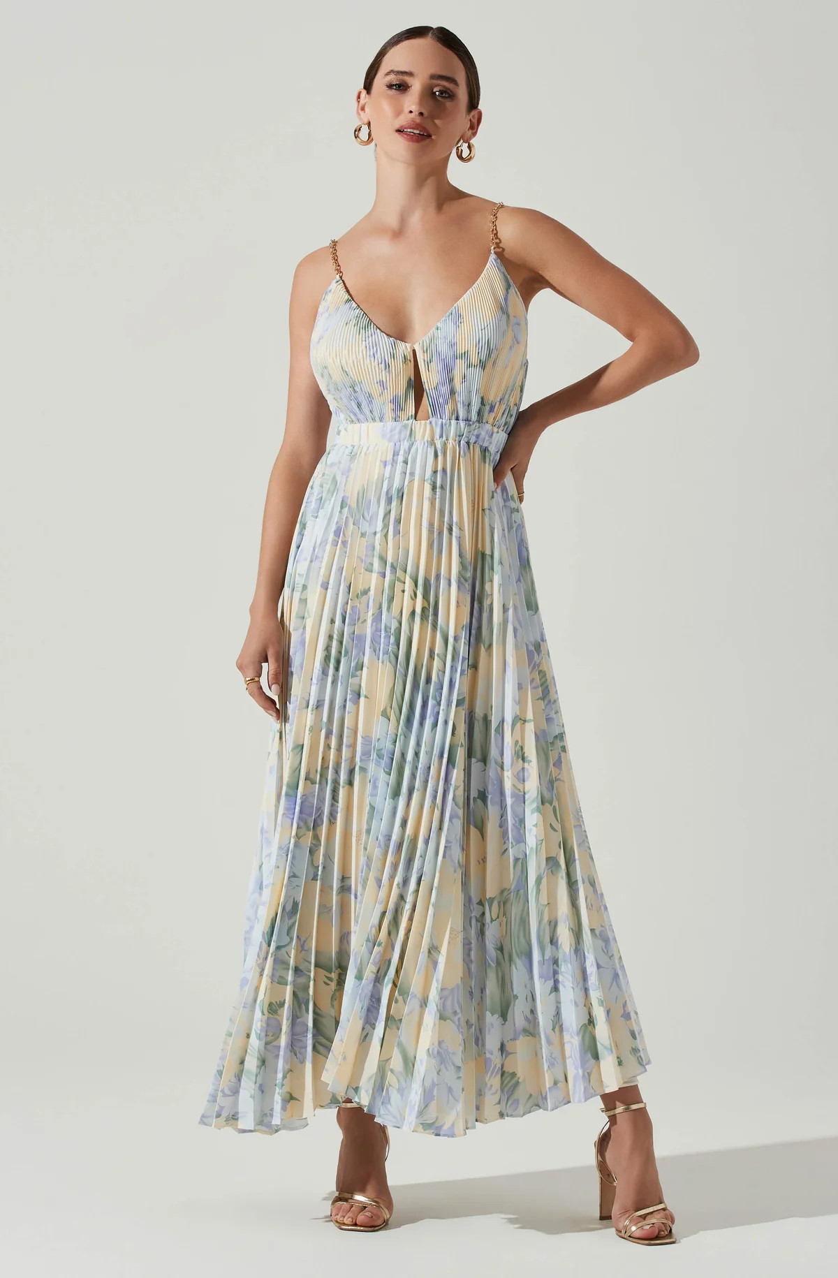 Loralee Pleated Floral Midi Dress | ASTR The Label (US)
