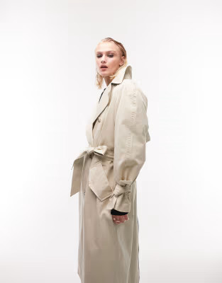 Topshop washed longline trench coat in neutral | ASOS (Global)