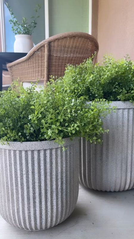 Pretty planters for Spring! Create this faux concrete planters with a little spray paint. 
planters, outdoor pots, outdoor decor, spring decor

#LTKhome #LTKstyletip #LTKSeasonal