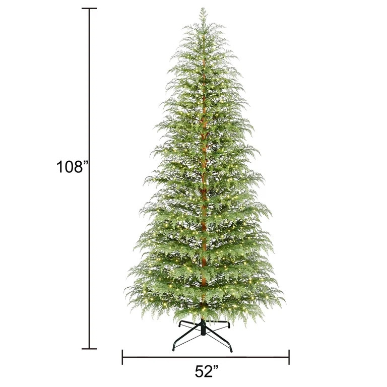 My Texas House 9' Pre-Lit Cypress Green Artificial Christmas Tree with 600 Warm White Twinkle LED... | Walmart (US)