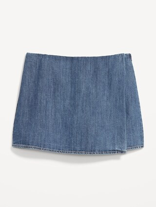 High-Waisted Faux-Wrap Jean Mini Skort | Old Navy | Old Navy (US)