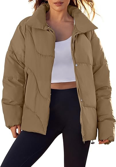 ZESICA Women's Winter Puffer Jacket Long Sleeve Zip Up Drawstring Quilted Baggy Warm Short Down C... | Amazon (US)