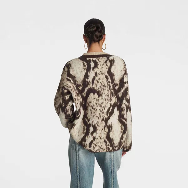KBB by KAHLANA Women's Snake Print 'The Slouchy Cardigan Sweater' - Brown 4X | Target
