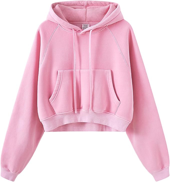 Wyeysyt Cropped Hoodies for Women Acid Wash Sweatshirt Fleece Lined Oversized Vintage Athletic Pu... | Amazon (US)