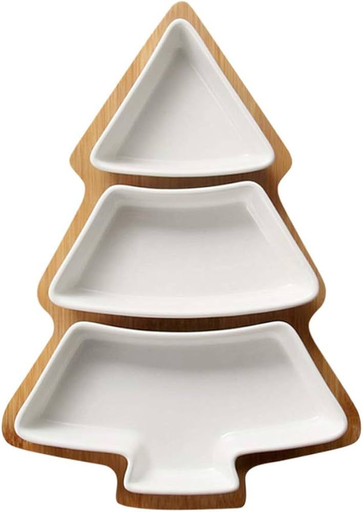 Angoily Christmas Tree Shaped Platter Ceramic Christmas Serving Tray Dishes for Entertaining, Foo... | Amazon (US)