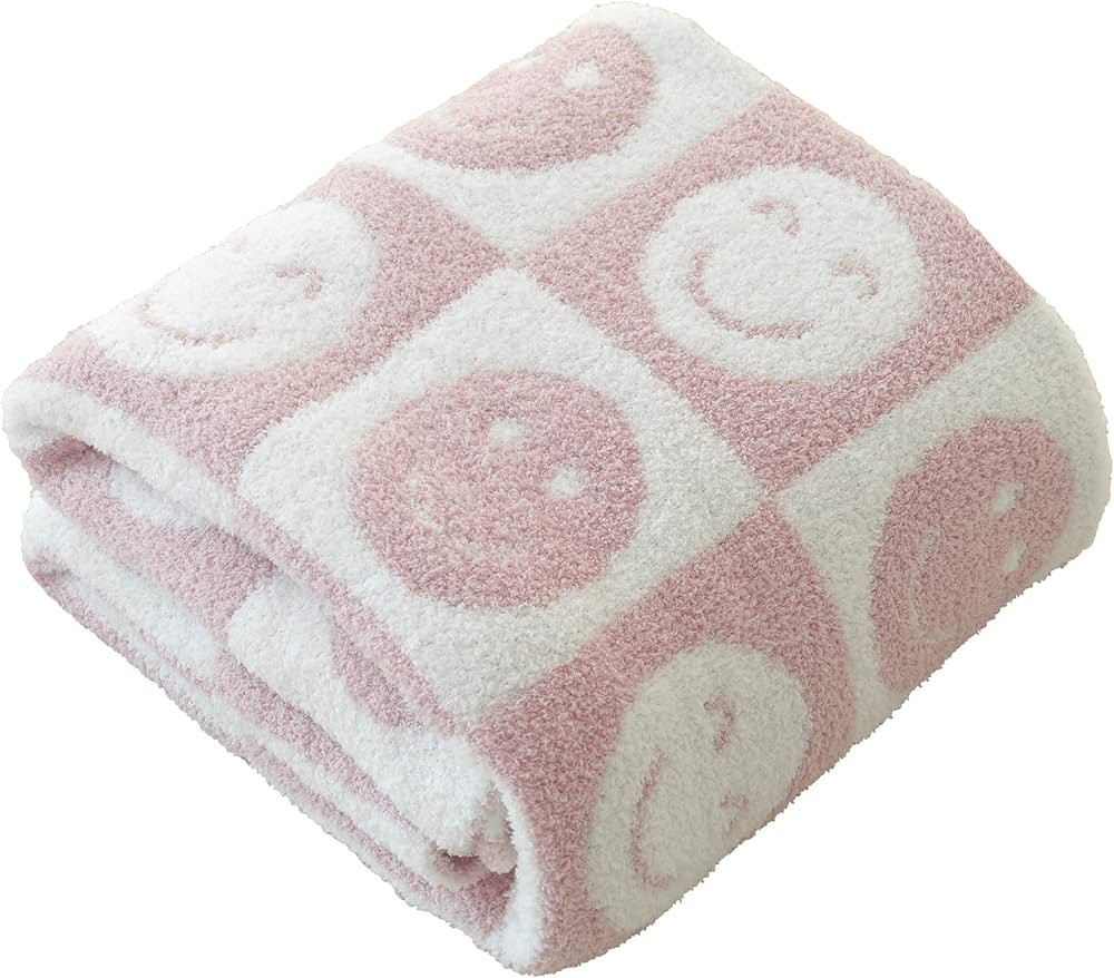 Ultra Soft Cozy Happy Smiling Face Checkered Knitted Baby Blanket Fluffy Microfiber Checkerboard ... | Amazon (US)